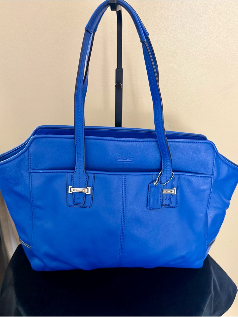Coach Electric Blue Leather Tote with Double Straps